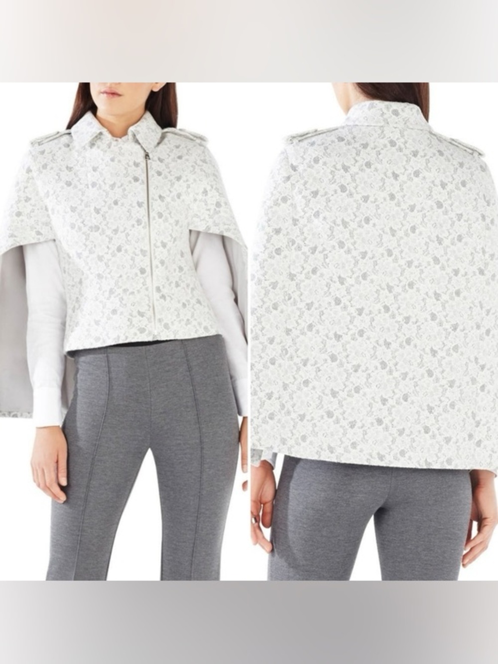 BCBGMAXAZRIA Jameson Floral Lace Cape Jacket Size Small